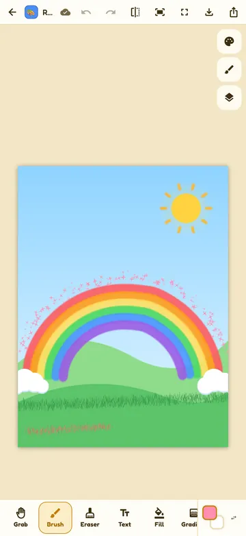 A rainbow drawn with chunky marker and fairy dust